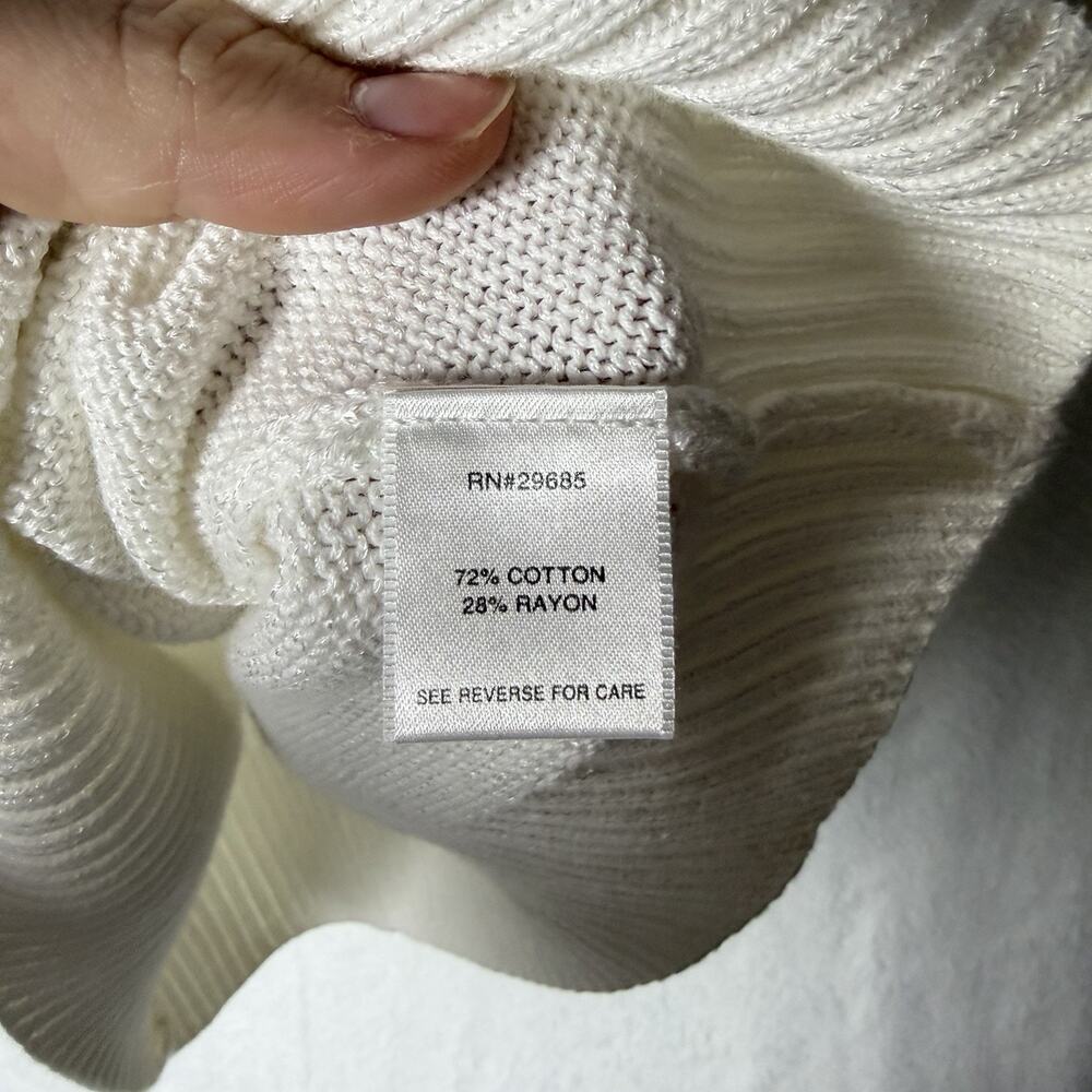 Pendleton Mock Neck Short Sleeve Sweater White Cotton Blend Women’s Size M - Picture 5 of 8